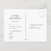Emerald Green Leafy Wappen Monogram Wedding RSVP Einladungspostkarte (Rückseite)