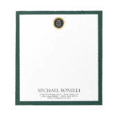 Emerald Green Leather Circle Logo beruflich Notizblock (Vorderseite)