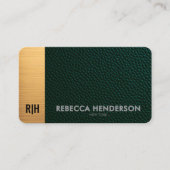 Emerald Green Leather & Gold Luxe Business Card Visitenkarte (Vorderseite)