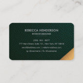Emerald Green Leather & Gold Luxe Business Card Visitenkarte (Rückseite)
