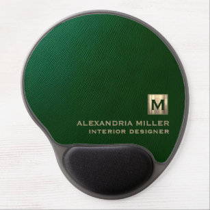 Emerald Green Leather Look Mit Monogramm Gel Mousepad