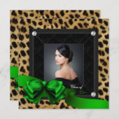 Emerald Green Leopard Foto Abschluss Ankündigung (Vorne/Hinten)