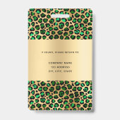 Emerald Green Leopard Foto Business Ausweis (Back)
