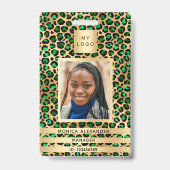 Emerald Green Leopard Foto Business Ausweis (Front)