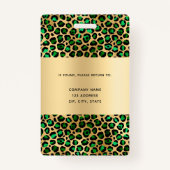 Emerald Green Leopard Foto Business Ausweis (Rückseite)