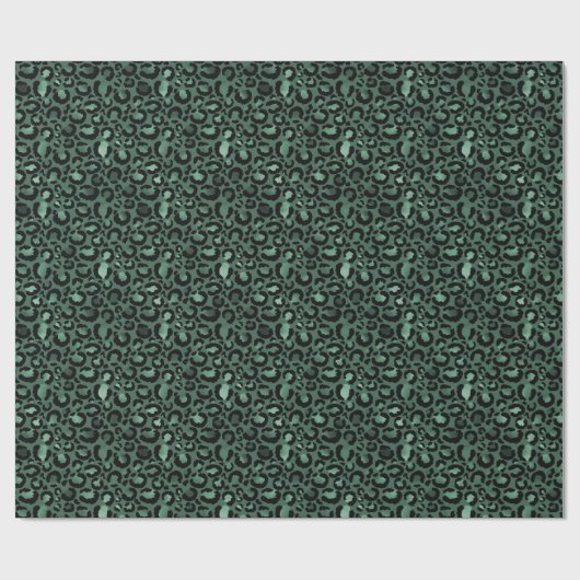 Emerald Green Leopard Print Geschenkpapier (Flach)