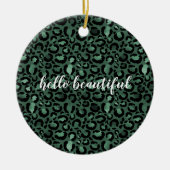 Emerald Green Leopard Print Keramik Ornament (Vorne)