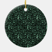 Emerald Green Leopard Print Keramik Ornament (Hinten)