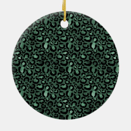 Emerald Green Leopard Print Keramik Ornament (Hinten)