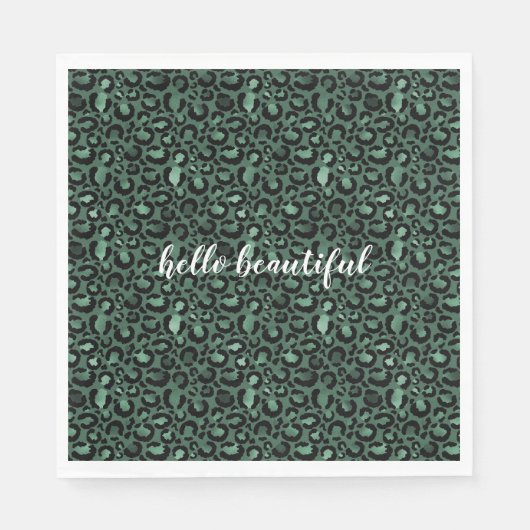 Emerald Green Leopard Print Serviette (Vorderseite)