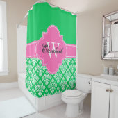 Emerald Green LG Damask #3 CB1IR Hot Pink Monogram Duschvorhang (Beispiel)