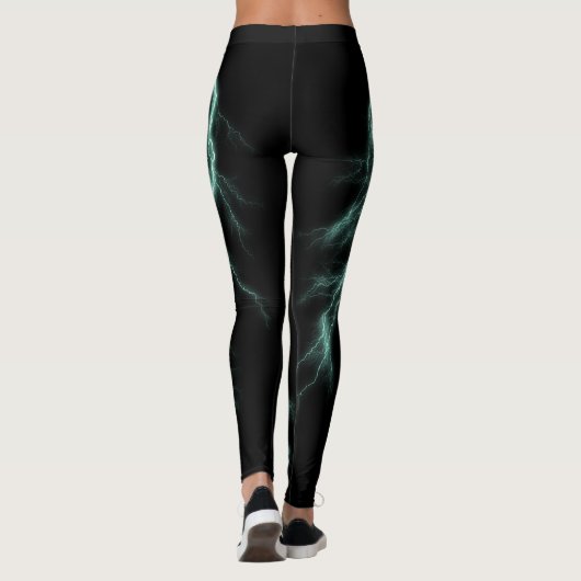 Emerald Green Lightning Strikes Spandex Leggings (Rückseite)