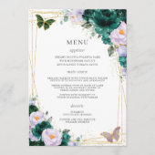 Emerald Green Lilac Floral Butterfliegen Quinceane Programm (Vorderseite)