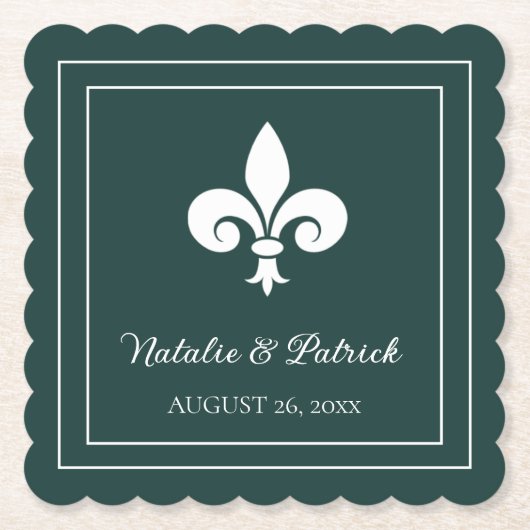 Emerald Green Lilie Wedding Paper Untersetzer (Vorderseite)