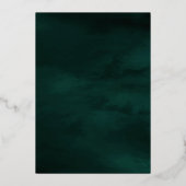 Emerald Green Line Art Arch Butterfly Wedding Gold Folieneinladung (Rückseite)