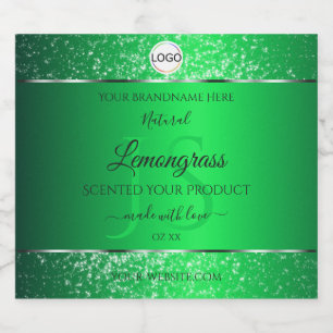 Emerald Green Logo Initials Glitzer Product Labels Alkoholflaschenetikett