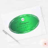 Emerald Green Logo Initials Glitzer Product Labels Ovaler Aufkleber (Umschlag)