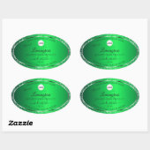 Emerald Green Logo Initials Glitzer Product Labels Ovaler Aufkleber (Blatt)
