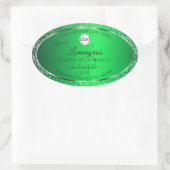 Emerald Green Logo Initials Glitzer Product Labels Ovaler Aufkleber (Tasche)