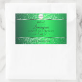 Emerald Green Logo Initials Glitzer Product Labels Rechteckiger Aufkleber (Tasche)
