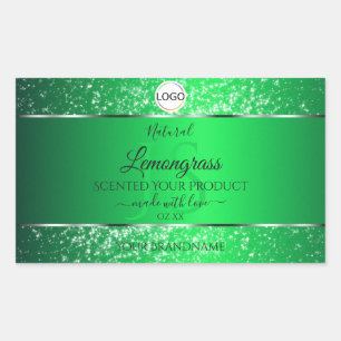Emerald Green Logo Initials Glitzer Product Labels Rechteckiger Aufkleber