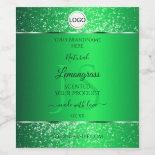 Emerald Green Logo Initials Glitzer Product Labels Weinetikett