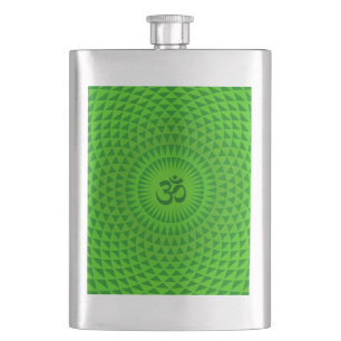 Emerald Green Lotus Blume Meditation Rad OM Flachmann