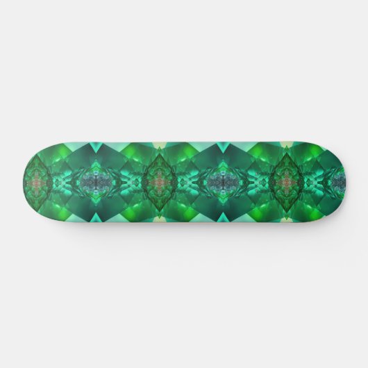 Emerald Green Magical Mystical Geometric Pattern Skateboard (Horizontal)
