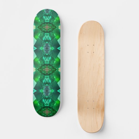 Emerald Green Magical Mystical Geometric Pattern Skateboard (Vorderseite)