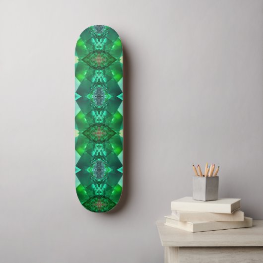 Emerald Green Magical Mystical Geometric Pattern Skateboard (Wandkunst)