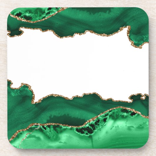 Emerald Green Malachite Stone Gold Metallic Getränkeuntersetzer (Vorderseite)