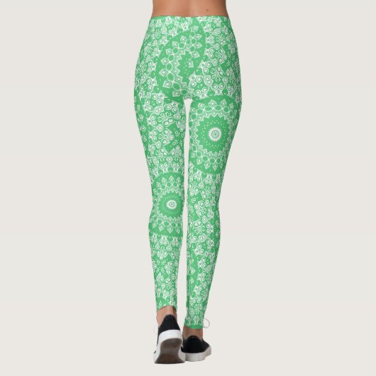 Emerald Green Mandala Pattern Leggings (Rückseite)