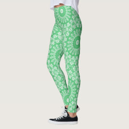 Emerald Green Mandala Pattern Leggings