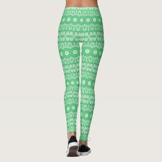 Emerald Green Mandala Pattern Leggings (Rückseite)