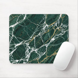 Emerald Green Marble Elegant Gold Veining Desk Mousepad