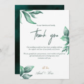 Emerald Green Marble & Gold Eucalyptus Wedding Dankeskarte (Vorne/Hinten)