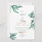 Emerald Green Marble & Gold Eucalyptus Wedding Einladung (Rückseite)