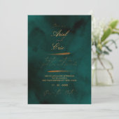 Emerald Green Marble & Gold Eucalyptus Wedding Save The Date (Stehend Vorderseite)