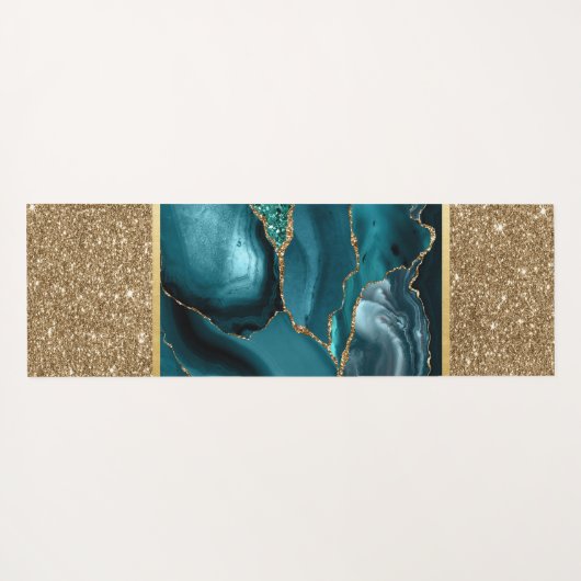 Emerald Green Marble Gold Glitzer Yogamatte (Rückseite (Horizontal))