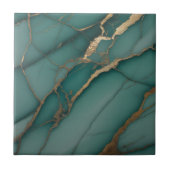 Emerald Green Marble & Gold Vein Luxe Accent  Fliese (Vorderseite)