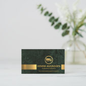 Emerald Green Marble Grunge Gold Strip Trucker Visitenkarte (Stehend Vorderseite)