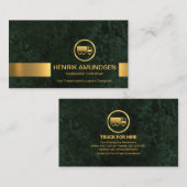 Emerald Green Marble Grunge Gold Strip Trucker Visitenkarte (Vorne/Hinten)