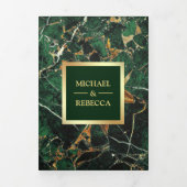 Emerald Green Marble Imitate Gold Foil Foto Hochze Dreifach Gefaltete Einladung (Cover)