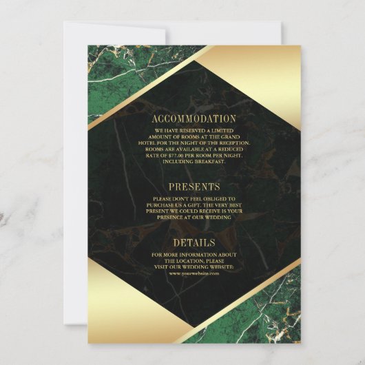 Emerald Green Marble Monogram All in one Wedle Einladung (Rückseite)