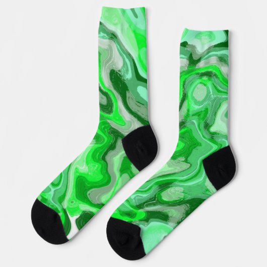 Emerald Green Marble Textur Abstrakt flüssige Farb Socken (Linkes Detail)
