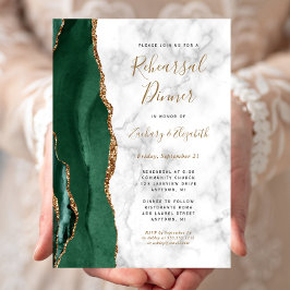Emerald Green Marble Wedding Probe Dinner Einladung