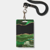 Emerald Green Marbled Agate Contemporary Stone Ausweis (Vorderseite mit Lanyard)