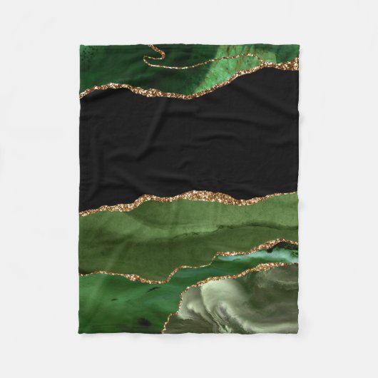 Emerald Green Marbled Agate Contemporary Stone Fleecedecke (Vorderseite)