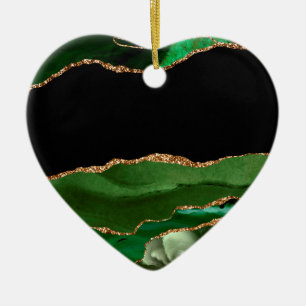 Emerald Green Marbled Agate Contemporary Stone Keramik Ornament