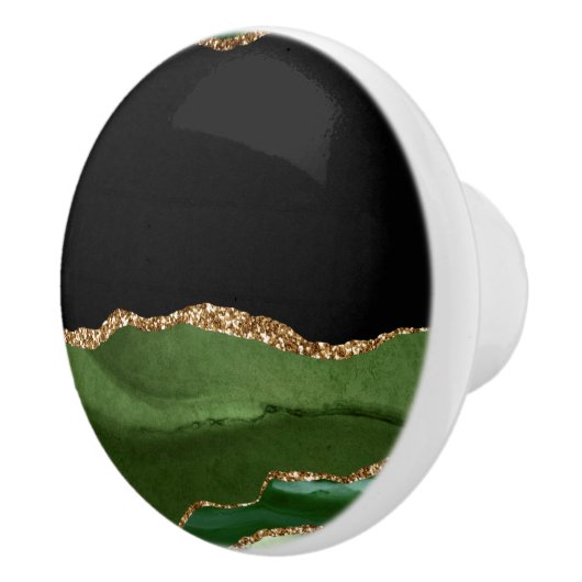 Emerald Green Marbled Agate Contemporary Stone Keramikknauf (Rechts)